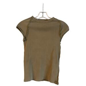 Free People Ever Had Cap Sleeve Cotton T Shirt Green Adventurer Size S NWOT